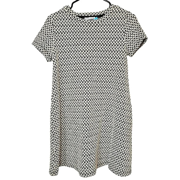 Zara Trafulac Women's Geometric Mini‎ Dress Medium Stretch Black White A Line - Picture 1 of 5